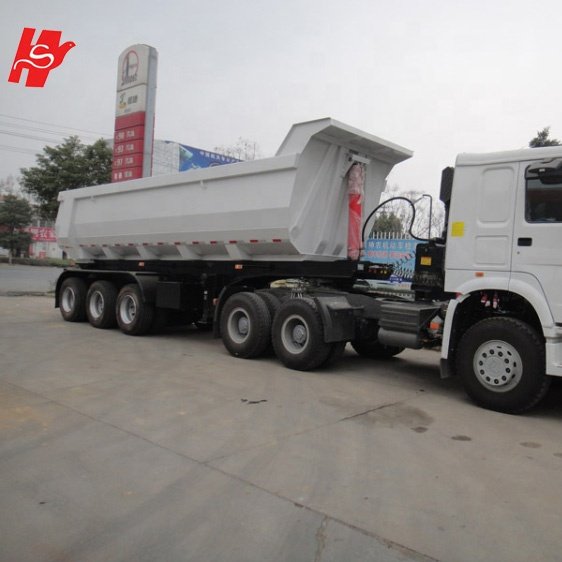 Truck Trailers Hydraulic Cylinder 3/4 Axles U Shape 60-120 Tons Dump Tipping Tipper Semi Trailer